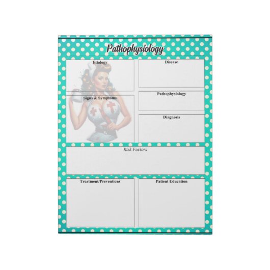 賛美ピンナップナース_病態生理学温度 ノートパッド (回転)