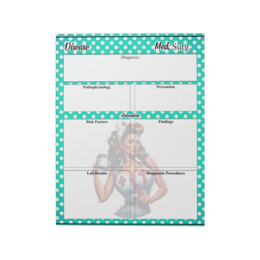 賛美ピンナップナース_病気温度1 ノートパッド (回転)