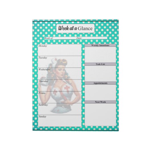 賛美ピンナップナース_週間 ノートパッド (回転)