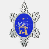 賛美ファーストホームクリスマス出生シーン スノーフレークピューターオーナメント (右)