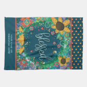 賛美フローラ蜂ハートおもしろい引用文名 キッチンタオル (横)