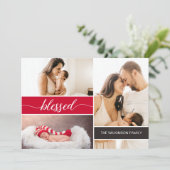 賛美ベビーの初めてのクリスマス家族の写真 シーズンカード (スタンド正面)