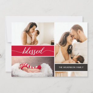 賛美ベビーの初めてのクリスマス家族の写真 シーズンカード