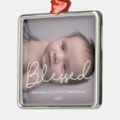 賛美ベビー初めてのクリスマス写真 メタルオーナメント (左)