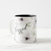 賛美モダン白黒水色フローラ信仰 ツートーンマグカップ (正面左)