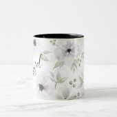 賛美モダン白黒水色フローラ信仰 ツートーンマグカップ (中央)