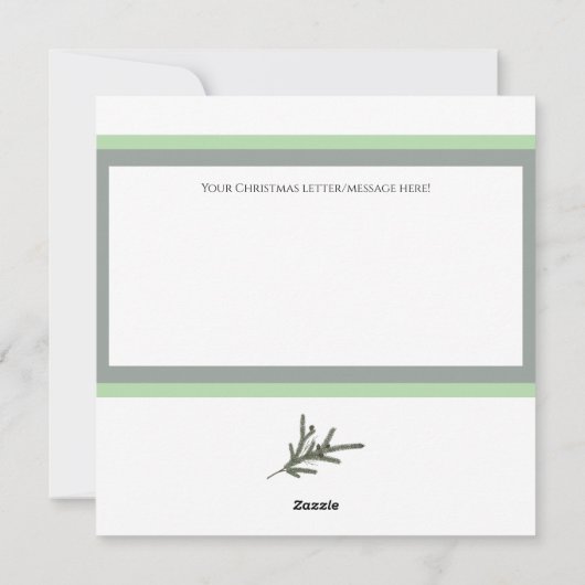 賛美モダン5フォトグリーンパイン枝クリスマス シーズンカード (裏面)