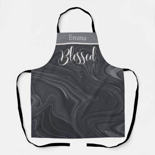 賛美モダンScriptフェイク Marbleパーソナライズされた エプロン (正面)