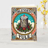 賛美ユール（キリスト降誕祭）ユ異教のレイタイドホリデーユール（キリスト降誕祭）ログhap カード (黄色い花)