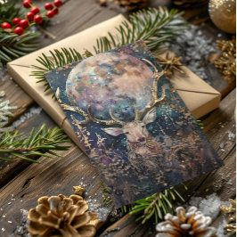 賛美ユール(キリスト降誕祭)冬至ゴールデンスタグアンドムーン シーズンカード