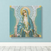 賛美ヴァージンマザーメアリとリリー キャンバスプリント (インサイチュ (ウッドフロア))