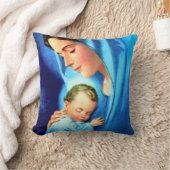 賛美ヴァージンマリアとベビーイエス クッション (ブランケット)