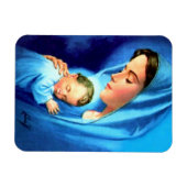 賛美ヴァージンマリアとベビーイエス マグネット (横)