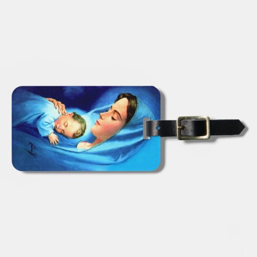 賛美ヴァージンマリアとベビーイエス ラゲッジタグ (正面横)