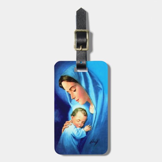 賛美ヴァージンマリアとベビーイエス ラゲッジタグ (正面縦)