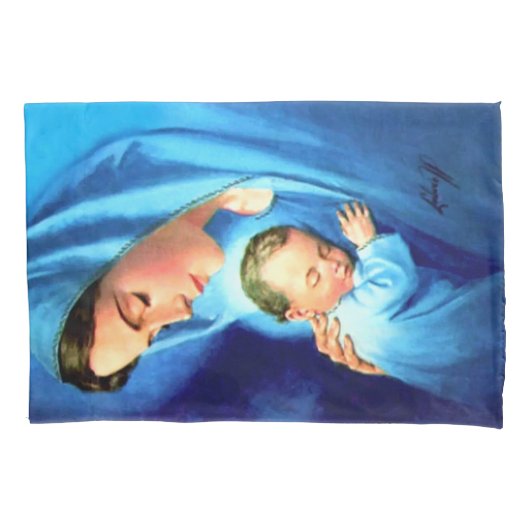 賛美ヴァージンマリアとベビーイエス 枕カバー (正面)