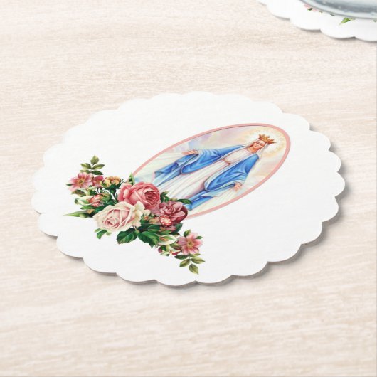 賛美ヴァージンマリア宗教伝統的カトリック ペーパーコースター (アングル)