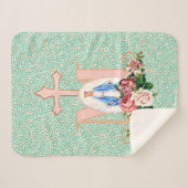 賛美ヴァージンマリア宗教十字架 シェルパブランケット (正面(横))