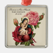 賛美ヴァージンマリーとベビーイエスヴィンテージバラ メタルオーナメント (正面)