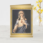 賛美ヴァージンマリーは宗教的なハートを汚さない カード (黄色い花)