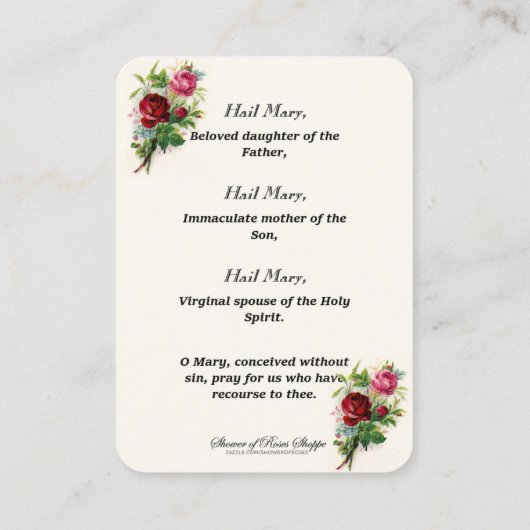 賛美ヴァージンマリーイエス祈りの言葉宗教的カード プレイスカード (裏面)