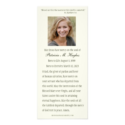 賛美ヴァージンマリーカトリック葬儀祈りの言葉カード ラックカード (裏面)