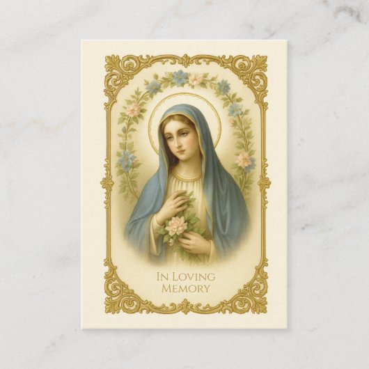 賛美ヴァージンマリーカトリック葬儀祈りの言葉カード 名刺 (正面)