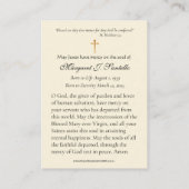 賛美ヴァージンマリーカトリック葬儀祈りの言葉カード 名刺 (裏面)