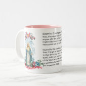 賛美ヴァージンマリーフラワーズメモリアレ祈りの言葉 ツートーンマグカップ (正面左)