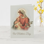 賛美ヴァージンマリーマザーベビーイエス カード (黄色い花)