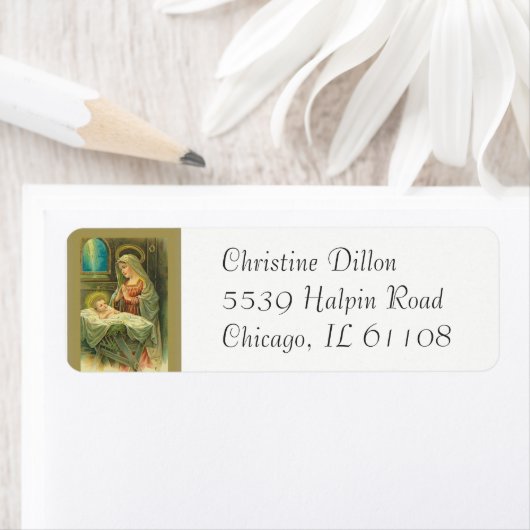 賛美ヴァージンマリーマザーベビーイエス ラベル (インサイチュ)