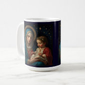 賛美ヴァージンマリー&イエス出生クリスマス コーヒーマグカップ (正面左)