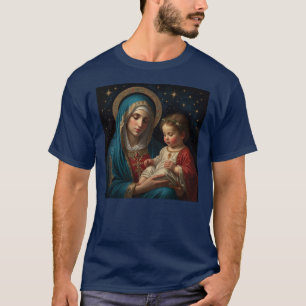 賛美ヴァージンマリー&イエス出生クリスマス Tシャツ
