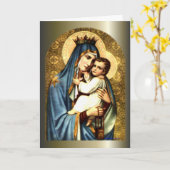 賛美ヴァージンメアリーと乳児チャイルドイエス カード (黄色い花)