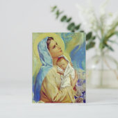 賛美ヴァージンメアリーと乳児チャイルドイエス ポストカード (スタンド正面)