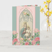 賛美ヴァージンメアリーイエスカトリックヴィンテージフローラ カード (黄色い花)