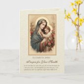 賛美ヴァージンメアリーイエスフラワーヘルス祈りの言葉 カード (黄色い花)