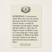 賛美ヴァージンメアリーメモリア祈りの言葉 (裏面)