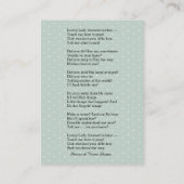 賛美ヴァージンメアリーヴィンテージ詩カード 名刺 (裏面)