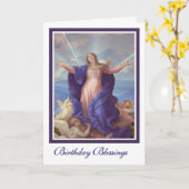 賛美ヴァージンメアリー仮定の宗教誕生日 カード (黄色い花)