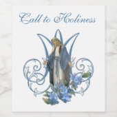 賛美ヴァージンメアリー宗教カトリックの青フローラ ワインラベル (シングルラベル)