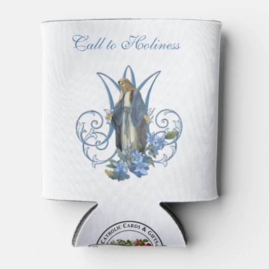 賛美ヴァージンメアリー宗教カトリックの青フローラ 缶クーラー (正面)