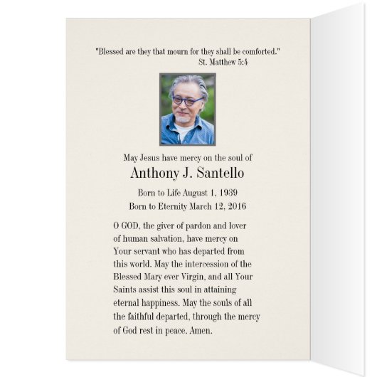 賛美ヴァージンメアリー宗教葬儀の弔意 (内側 (左))