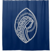 賛美ヴァージンメアリー、ホワイトレース、ネイビーブルー シャワーカーテン (正面)