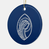 賛美ヴァージンメアリー、ホワイトレース、ネイビーブルー セラミックオーナメント (左)