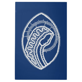 賛美ヴァージンメアリー、ホワイトレース、ネイビーブルー メタルプリント