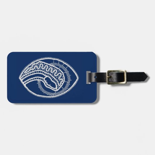 賛美ヴァージンメアリー、ホワイトレース、ネイビーブルー ラゲッジタグ (正面横)