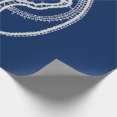 賛美ヴァージンメアリー、ホワイトレース、ネイビーブルー ラッピングペーパー (角)