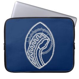 賛美ヴァージンメアリー、ホワイトレース、ネイビーブルー ラップトップスリーブ