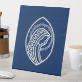 賛美ヴァージンメアリー、ホワイトレース、ネイビーブルー 台座サイン (インサイチュ)